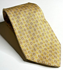 Burberry of London Yellow Brown Geometric Mens 100 Silk Neck Tie Italy 56" x 4"