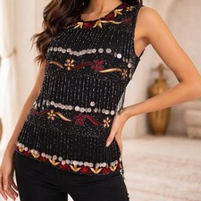 Oberteil Perlen Münzen Damen Top 38 40 Bauchtanz Party Bellydance schwarz