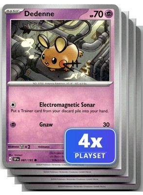 4x Dedenne 087/191 Common Surging Sparks Playset Pokemon Near Mint
