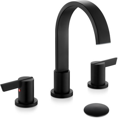 Bathroom Sink Faucet 8 Inch Widespread Waterfall 3 Hole Matte Black Midanya
