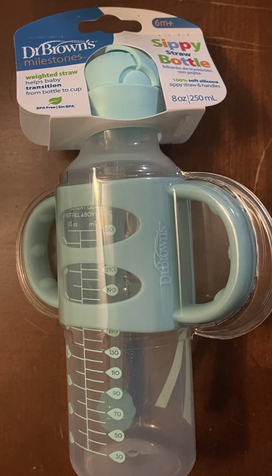 Dr. Brown's 8 унций Milestone Teal бутылки с ручками Sipper Getting 2 - Изображение 3 из 3