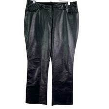 Vintage Express Leather Lined Pants Womens Size 9/10 Black Straight Leg 32X31