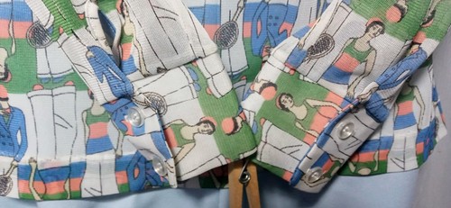 Blusa Retrato Vintage Años 70 Disco Tenis Sedosa Suave Arnel/Nylon Pequeña/Mediana - Imagen 10 de 14