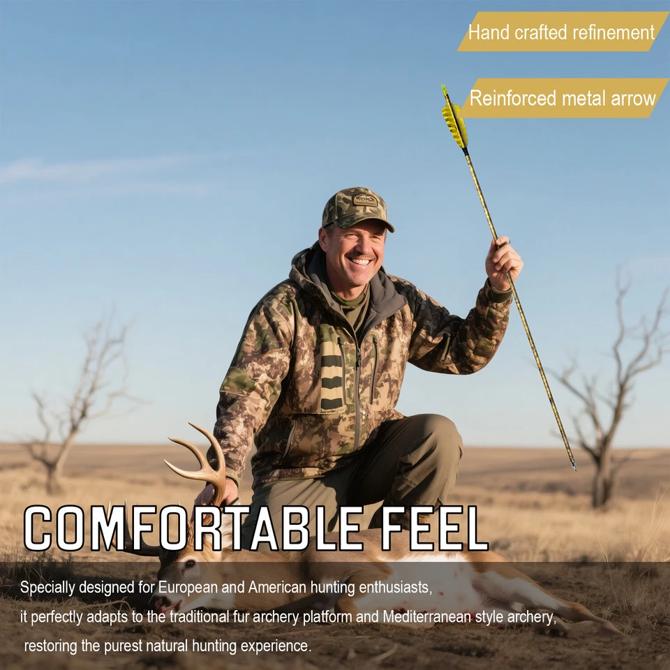 12Pcs 31" Archery Carbon Arrows Feather Nock Recurve Bow Compound Bow Hunting - Image 3 of 4