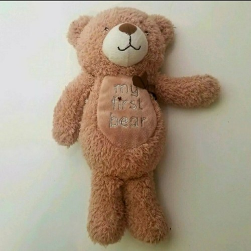 Okie Dokie Baby My First Bear Plush Stuffed Animal 10" Brown / Tan White Newborn