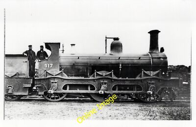 Eisenbahn Foto Midland Railway 0-6-0 Außenrahmen Nr: 517 unbekannter Schuppen um 1890