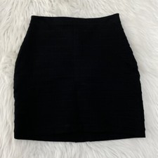 Express womens black layer stitch pencil skirt size 2 stretch zip back career