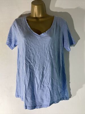 womens Joules Uk 10 Light Blue Short Sleeve V Neck Casual Jersey T-shirt