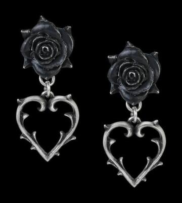 Alchemy Gothic Ohrringe - Wounded Love - Schmuck Herz Liebe Geschenk Rose