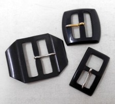 Lot 3 Boucles de ceinture anciennes en galalithe - Mercerie vintage