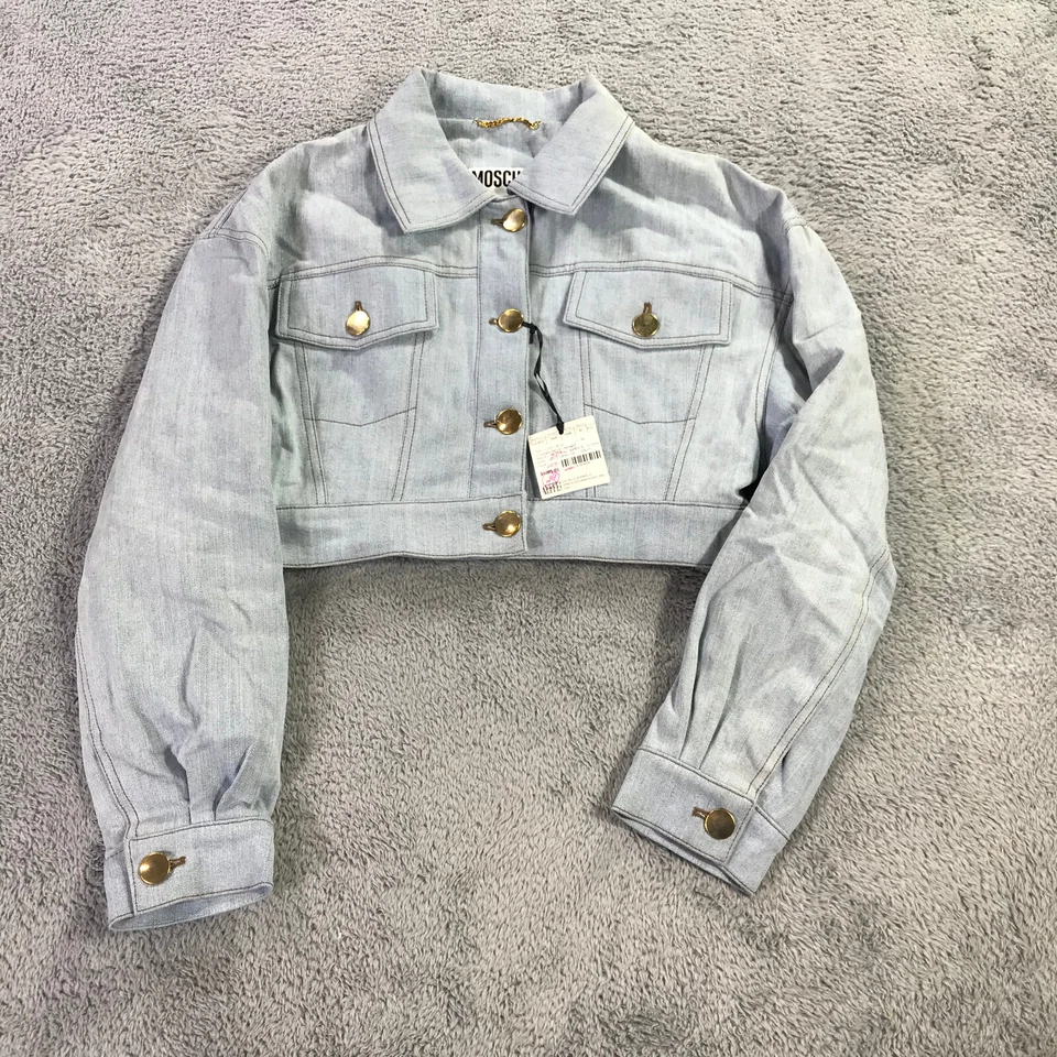 Moschino Couture Chaqueta Mujer 40 Denim Recortado Corto Jean Chaqueta Informal Damas Foto 2 de 4