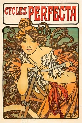 1897 "Cycles Perfecta" Alphonse Mucha Vintage Style Bicycle Poster - 16x24