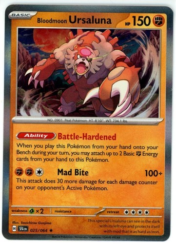 Pokemon TCG Bloodmoon Ursaluna 025/064 Sv: Shrouded Fable Holo Rare