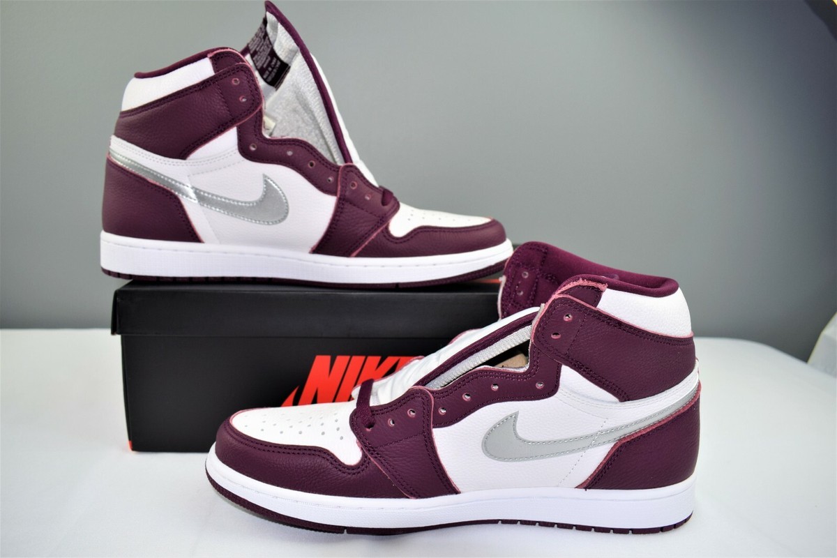 Nike Air Jordan 1 Retro High Bordeaux Silver 555088-611 Men's Size