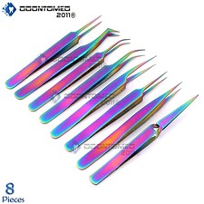 ODM 8-Pcs Multi Rainbow Color Eyelash Extension Tweezers Jewelry-Making Work