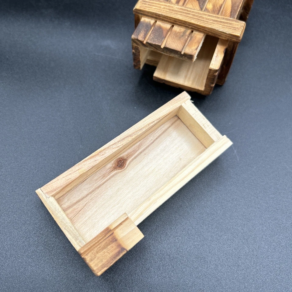 "Mini caja réplica de munición militar 4x3"" rompecabezas mágico de madera compartimento oculto" Foto 3 de 4