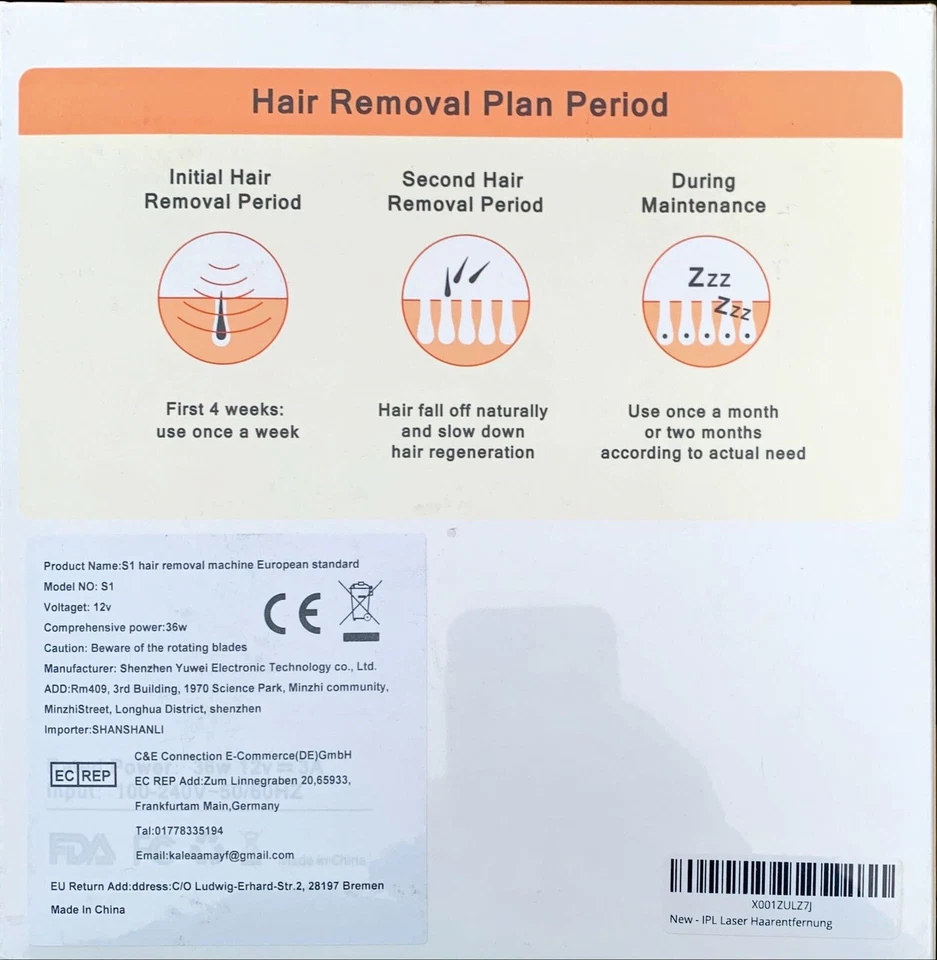 IPL Laser Haarentfernung Hair Removal S1 Rote Lichtwelle OVP Versiegelt - Bild 2 von 3