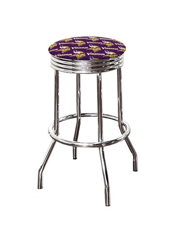 Bar Stool 31" Tall Backless Swivel Seat Cushion with NFL Team Logo Fabric - Picture 20 of 39