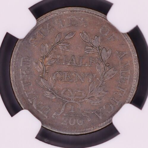 1805 Draped Bust Half Cent Small 5 No Stems C-1 NGC VF35 - Nice Original Coin PQ - Picture 3 of 5
