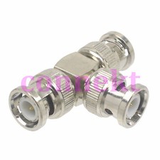 1x BNC male to 2 two BNC male plug triple T RF coaxial adapter connector 3 way