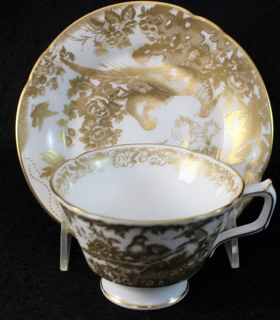 Royal Crown Derby AVES GOLD Cup & Saucer Bone China A1235 A+