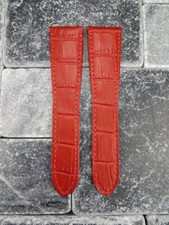 24mm Red Grain Leather Strap Deployment Watch Band CALIBRE DE CARTIER