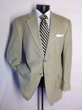 Stunning CHAPS Beige 100 Silk 2Button Pattern Size 42R
