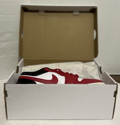 NIKE Air Jordan 1 Low White Gym Red Black DC0774-160 Women's 9 Men's 7.5 NEW