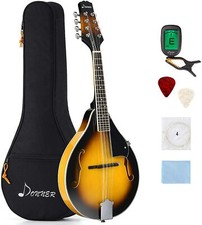 Mandolin Sunburst, 8 String Acoustic Mandolin w/Tuner, Strings, Bag,Picks