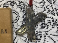 Pottery Barn Letter Hanging Ornament Initial X - 4  X 2 5/8  Glass Silver India