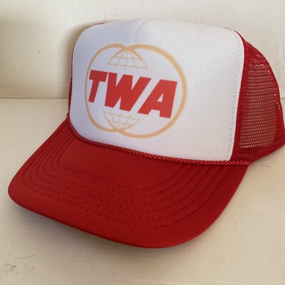 Vintage TWA Airlines Hat Vacation Trucker Hat snapback Summer Red Beach Cap