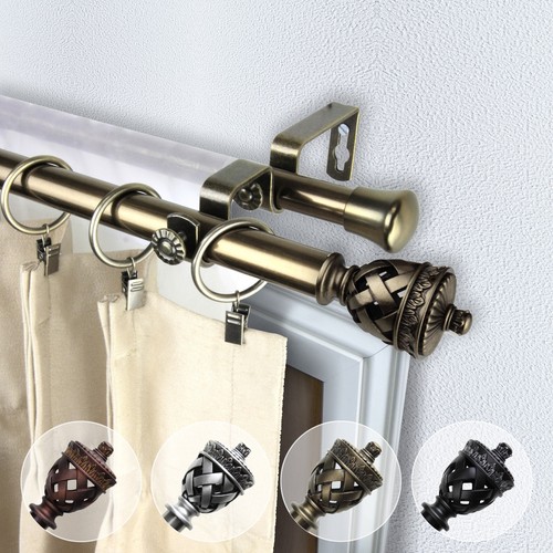 Bernadette 3/4” Adjustable Drapery Double Curtain Rod 28-170" (4 sizes, 4 colors - Picture 10 of 17