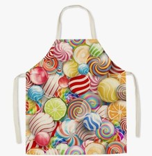 Gourmet Pattern Linen Apron.  Oil  Stain Resistant  OS Multicolored