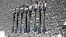 Barclay Geneve Stainless " Oyster Bay? "  Lot of 8 Forks Pickle / cocktail forks