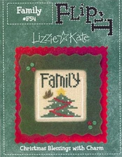 LIZZIE KATE: CHRISTMAS BLESSINGS FLIP IT FAMILY (W/CHARM) CROSS STITCH PATTERN