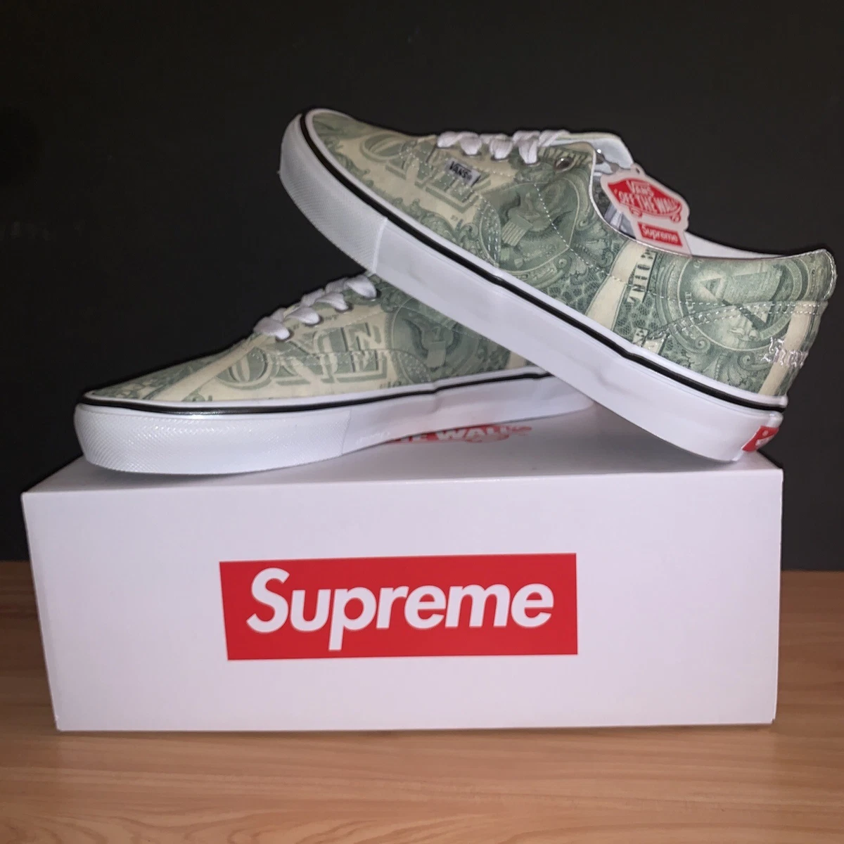 NWT Supreme Vans Dollar Bill Money Print Skate Era Sneakers Men s