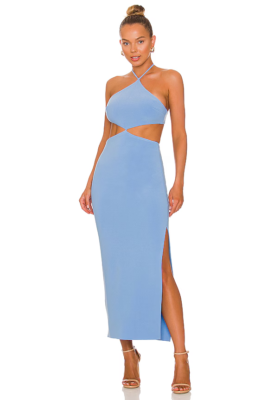 BEC&BRIDGE Iris Halter Midi Dress in Malibu Blue Party 8/S NWT $260 | eBay