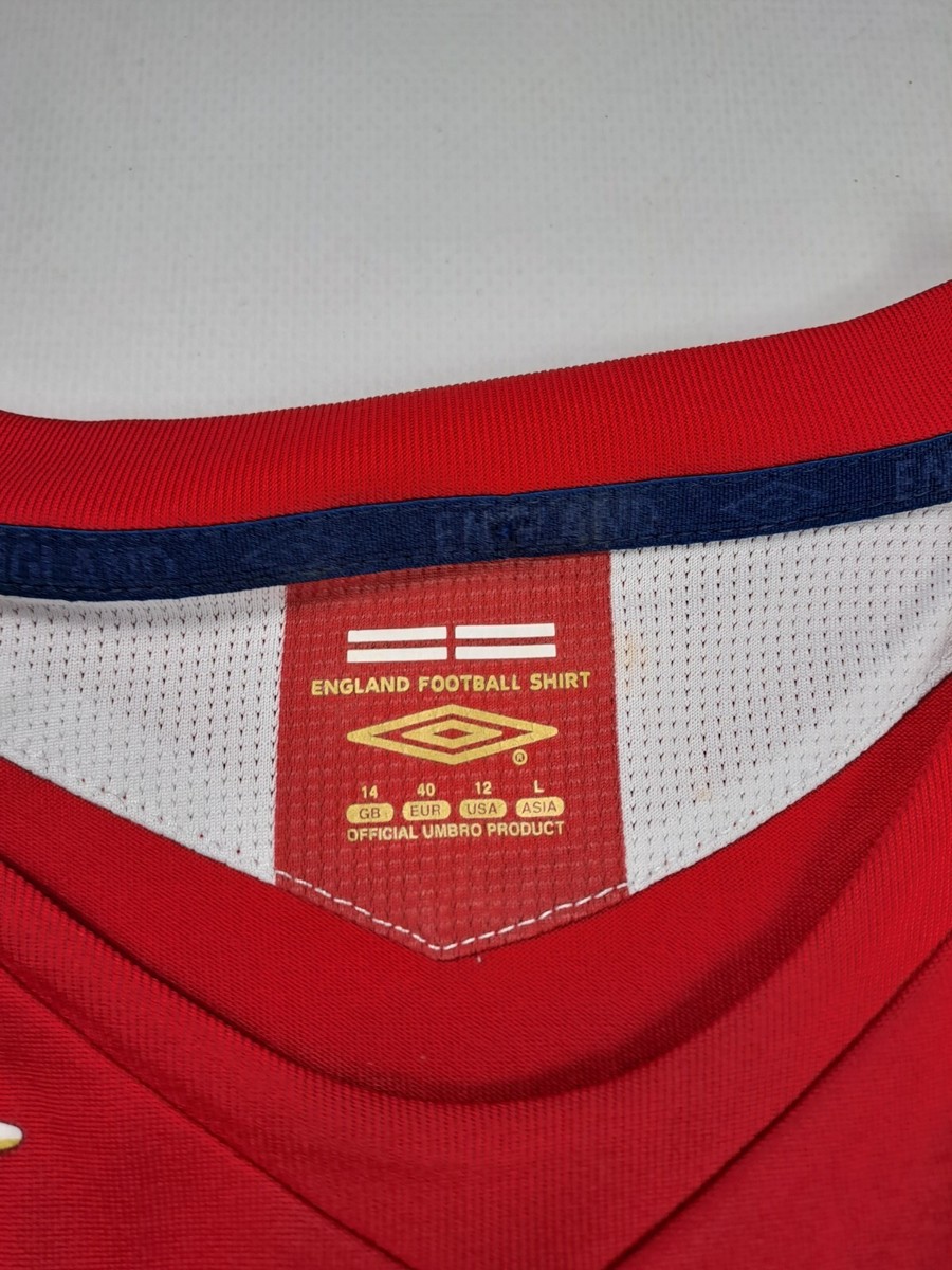 beckham jersey umbro shirt england #7 red kit gold gb 14 eu
