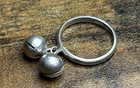 Antique Sterling Silver Jingle Bell Charm Ring Made In Hong Kong