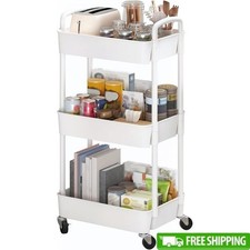 Multifunctional Rolling Utility Cart W/ Lockable Wheels Easy Assembly Storage US
