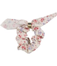 American Eagle Womens 1-Pack Floral Print Knotted Hair Scrunchie, Off-White