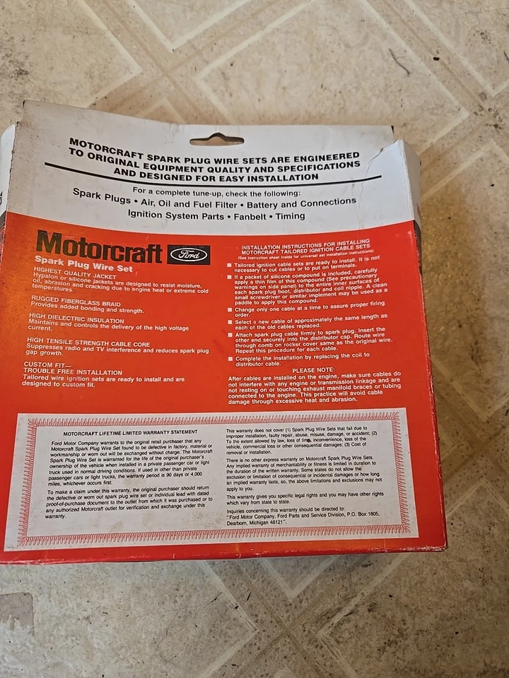 Juego de cables de bujías Motorcraft WR 3818 BR nuevo stock antiguo Foto 3 de 4