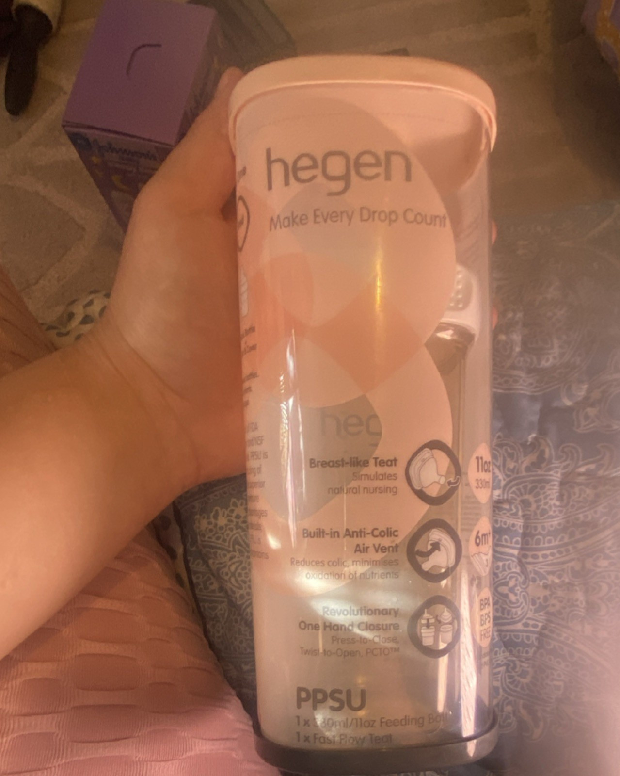 hegen PPSU 330ml/11oz Wide Neck Feeding Bottle Fast Flow Anti-Colic Teat Safe