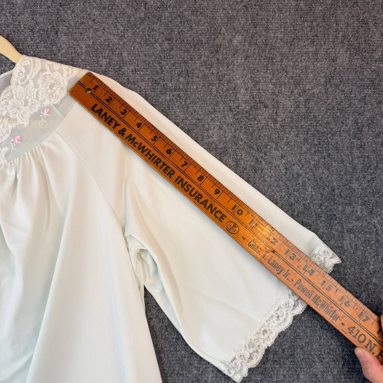 Vintage Shadowline Blue Button Front Nightgown La… - image 5