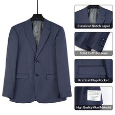 Men's blue striped high quality 2-piece merino wool suit 100 merino wool. nwt