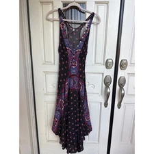 Free People Faithfully Yours Paisley Print Button Front Slip Dress Size Small