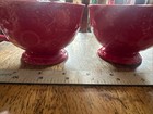 2 Amazing Vintage Mugs Anthropolgie Biscuit Red Floral Embossed Hot Cocoa 🔥 — photo 9