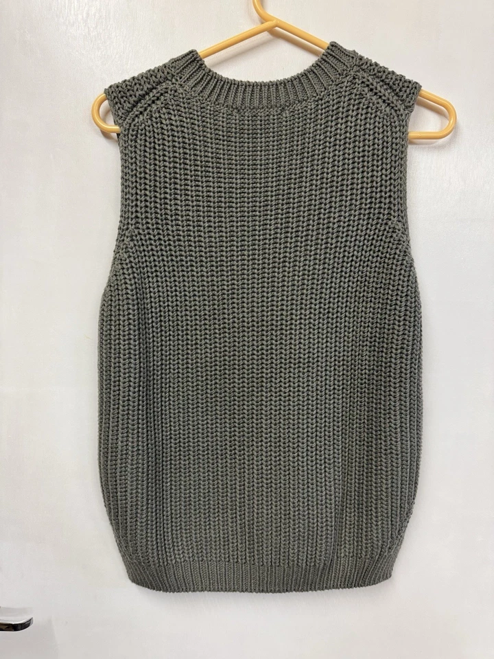 Peter Hahn Khaki Knitted Sleeveless Jumper Tank Top Size 12 - Image 4 of 4