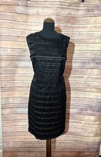 Vince Camuto Holiday Glam Black Beaded Neckline Sheath Cocktail Dress LBD 14