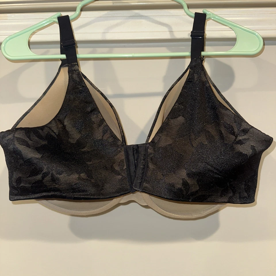 Бюстгальтер на косточках Cacique 40F с легкой подкладкой полное покрытие кружевной черный поверх обнаженного - Изображение 4 из 4